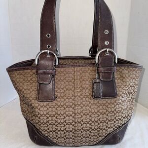 ‼️SOLD‼️Coach Vintage Signature Jacquard Soho Brown Canvas Leather Trim HandBag